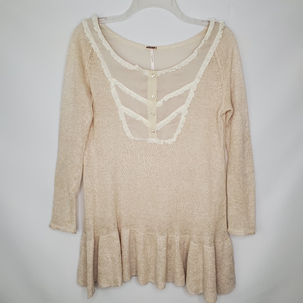 Free People Beige Long Sleeve Tunic